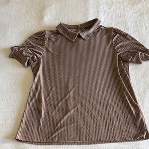 Adrianna Pink & Brown Polka Dot Blouse / L